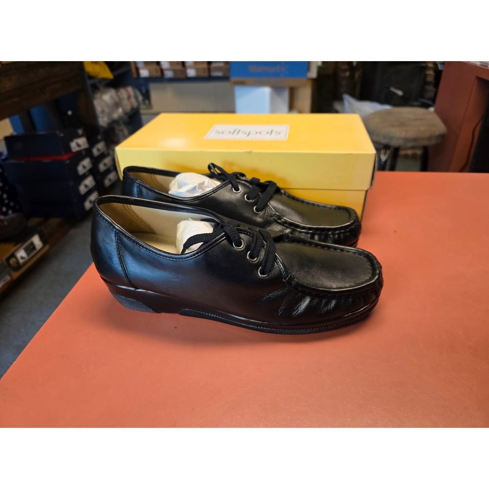 Softspots Anni Hi Black Leather Lace Up Comfort Oxford Shoes Women 11 WW Wide